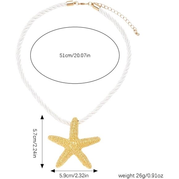 🆕 Women Gold Starfish Pendant Necklace Chunky Braided Rope Choker Big Jewelry - Picture 3 of 8